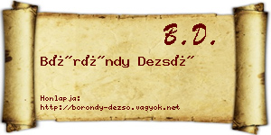 Böröndy Dezső névjegykártya