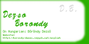 dezso borondy business card