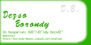 dezso borondy business card